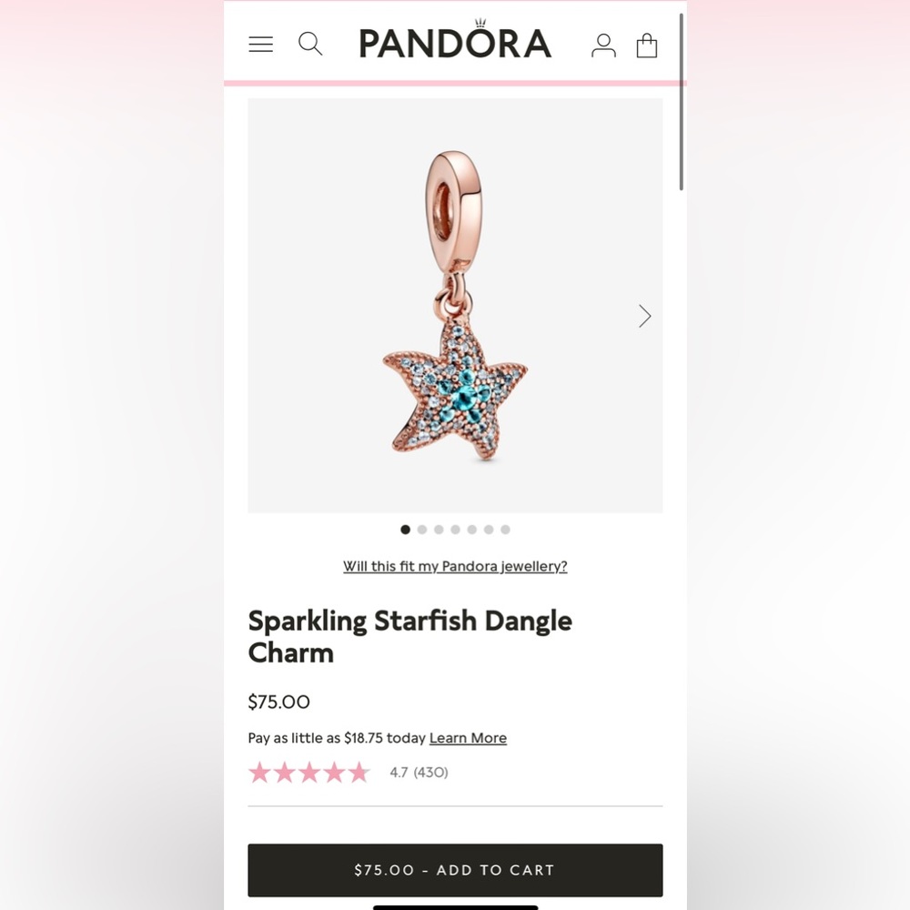 Pandora Teal Starfish